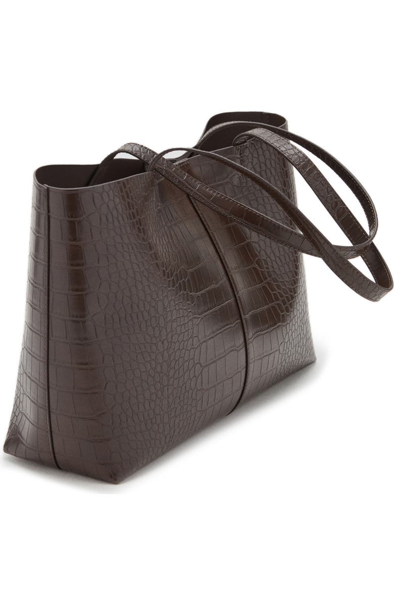 MANGO Faux Leather Shopper Tote, Alternate, color, Chocolate