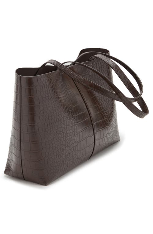 Mango Faux Leather Shopper Tote In Brown