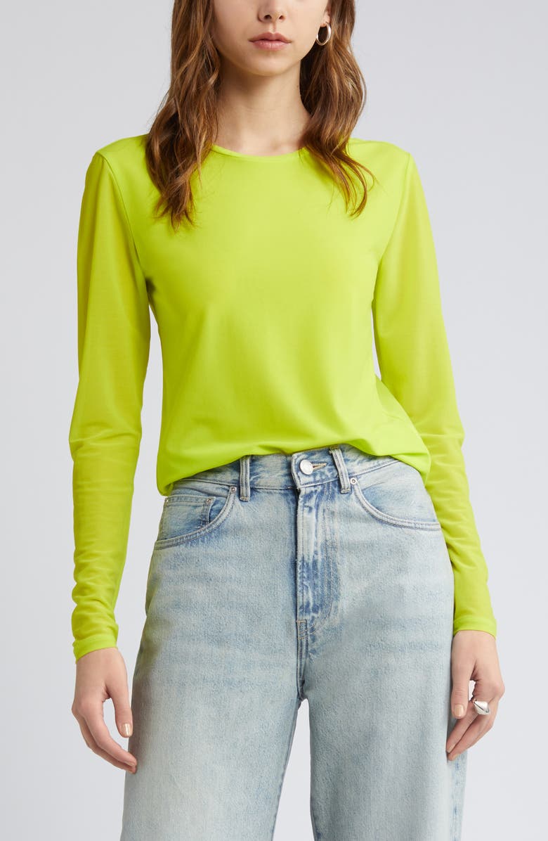 Open Edit Long Sleeve Top, Main, color, Green Primrose
