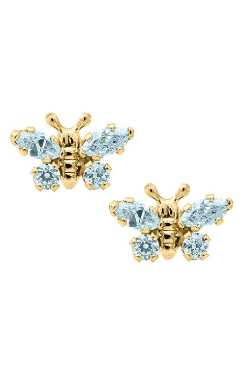 Butterfly Birthstone Gold Earrings (Baby)