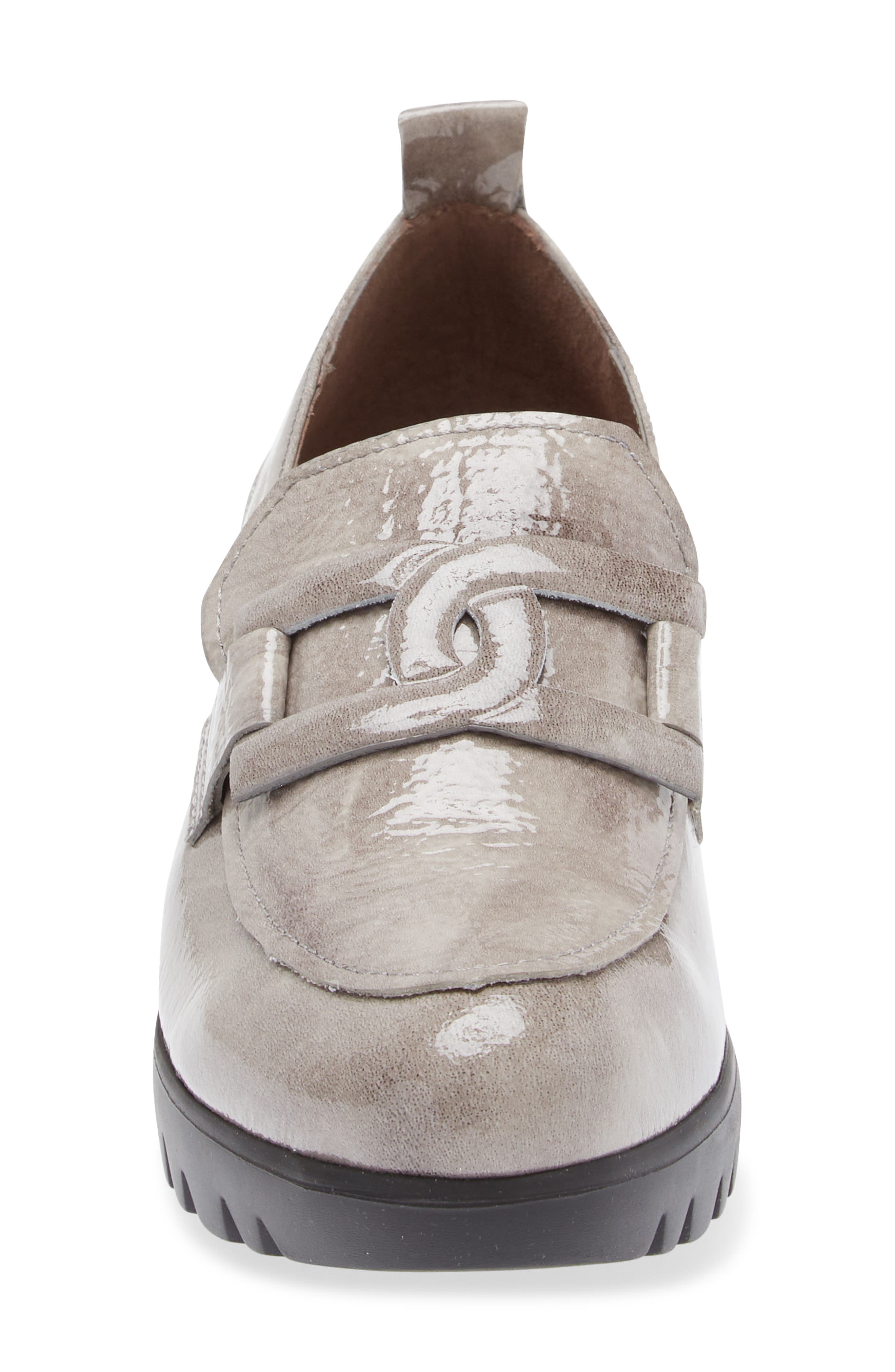 Wonders Lug Platform Wedge Loafer, Alternate, color, Textured Grey Patent
