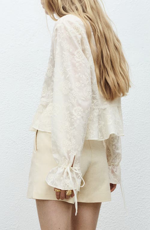 Mango Embroidered Woven Shirt In White