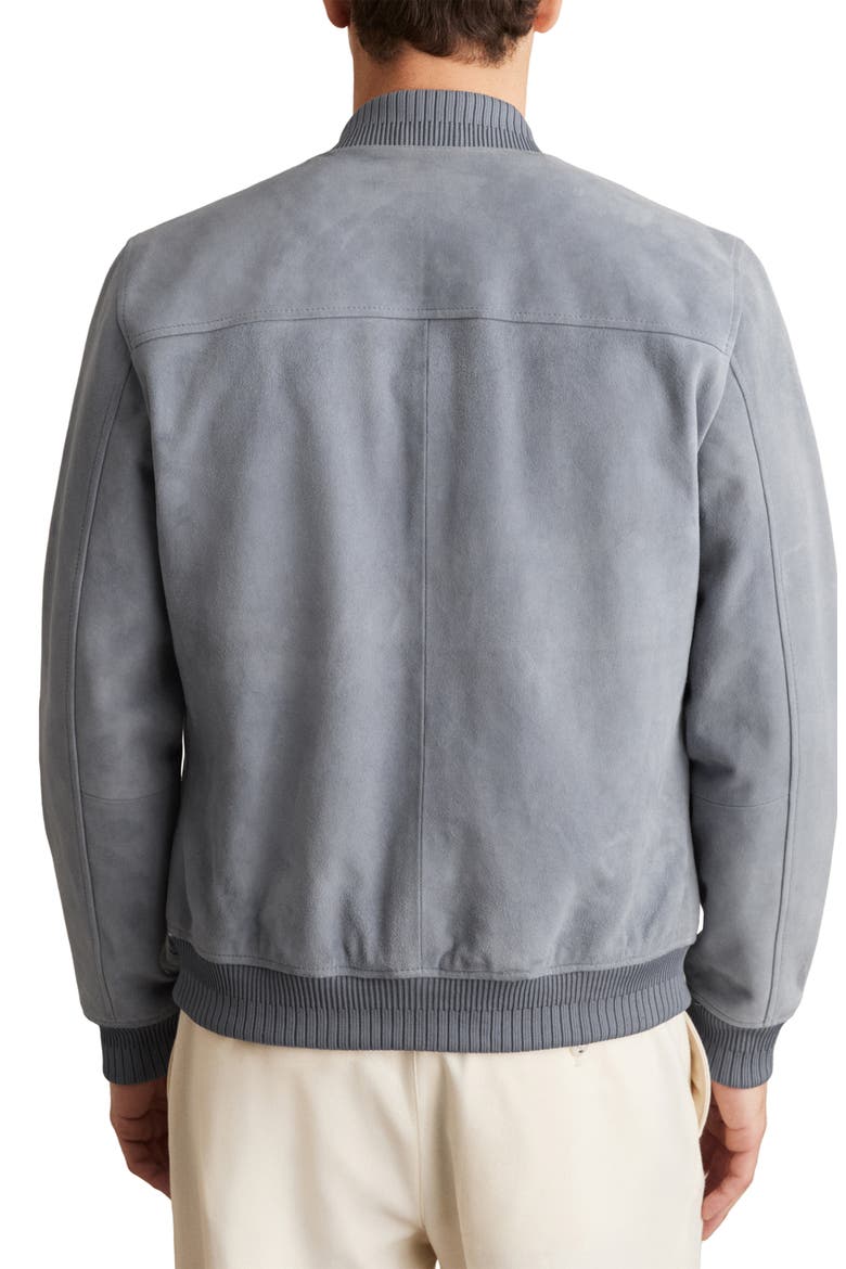 Burnham Suede Bomber Jacket, Alternate, color, DENIM BLUE