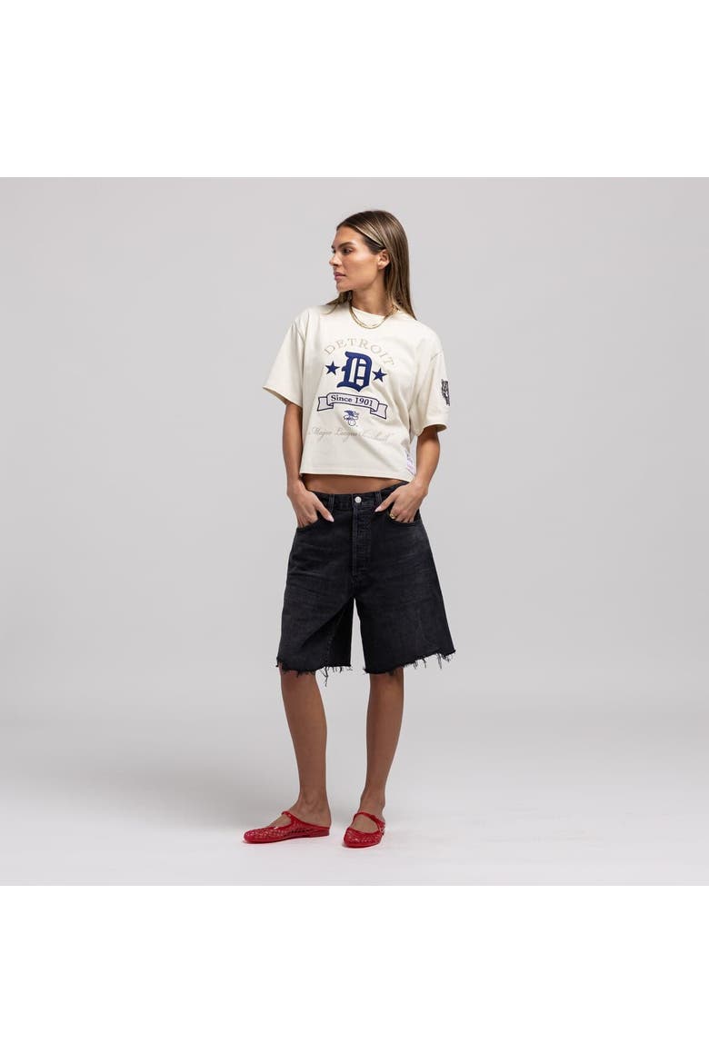 Women's Mitchell & Ness  Cream Detroit Tigers Cooperstown Yacht Rock Boxy Cropped T-Shirt, Main, color, Cream