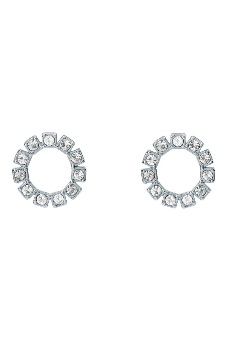 Haliana Halo Crystal Stud Earrings, Alternate, color, SILVER TONE/ CLEAR CRYSTAL