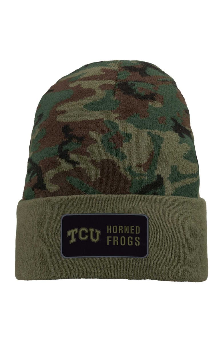 Nike Men's Nike Camo TCU Horned Frogs Military Pack Cuffed Knit Hat, Main, color, Camo
