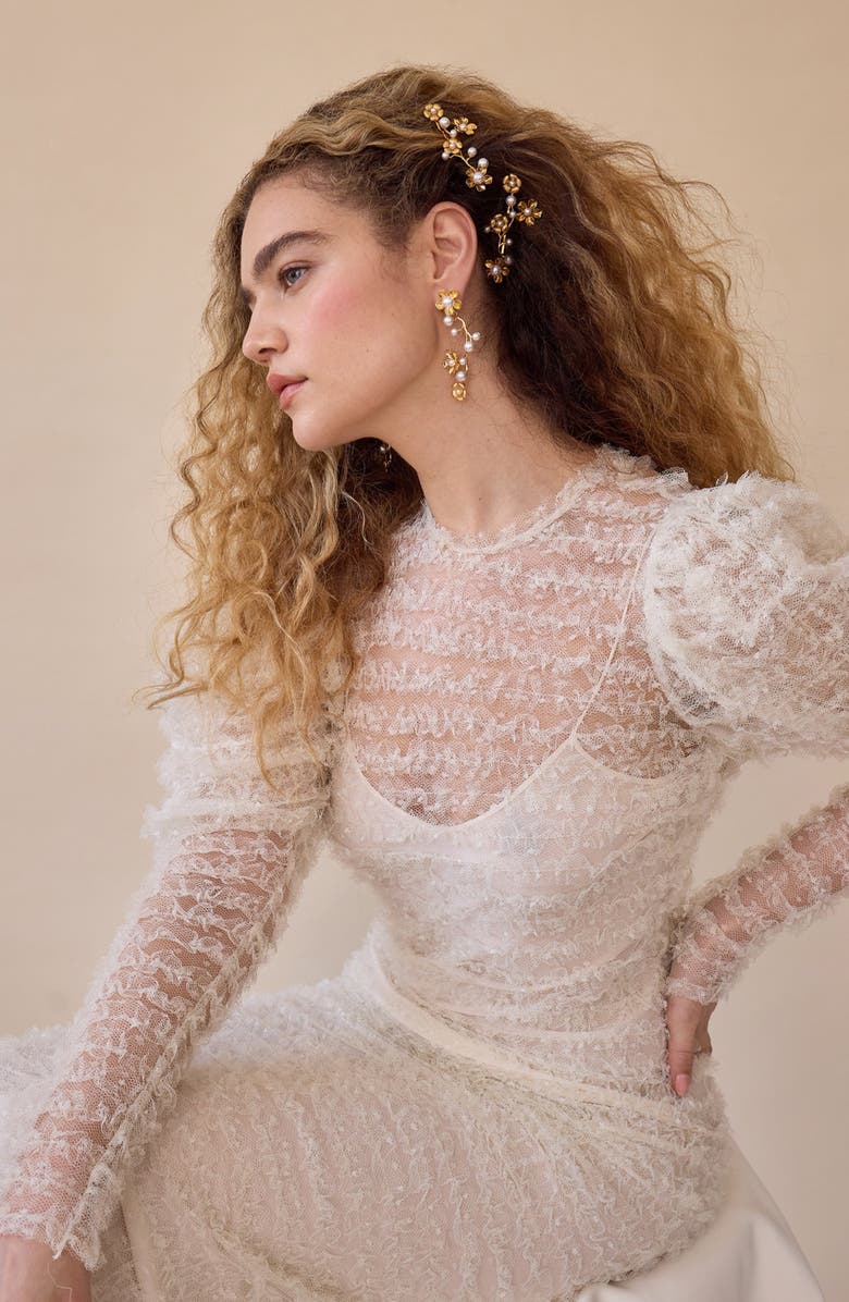 LELET NY Brynn 2-Pack Floral & Faux Pearl Hair Pins, Alternate, color, Gold