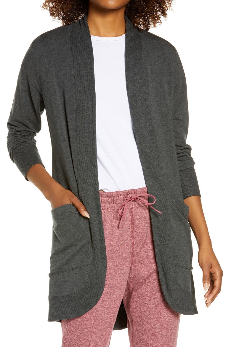 SoftFlex Open Cardigan, Main, color, MIDNIGHT BLACK HEATHER