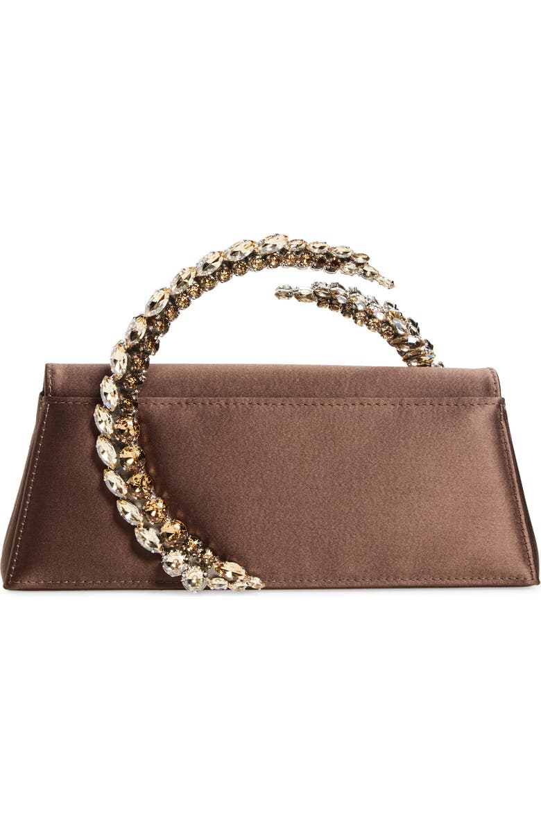 L’alingi Karma Crystal Handle Satin Clutch, Alternate, color, Brown