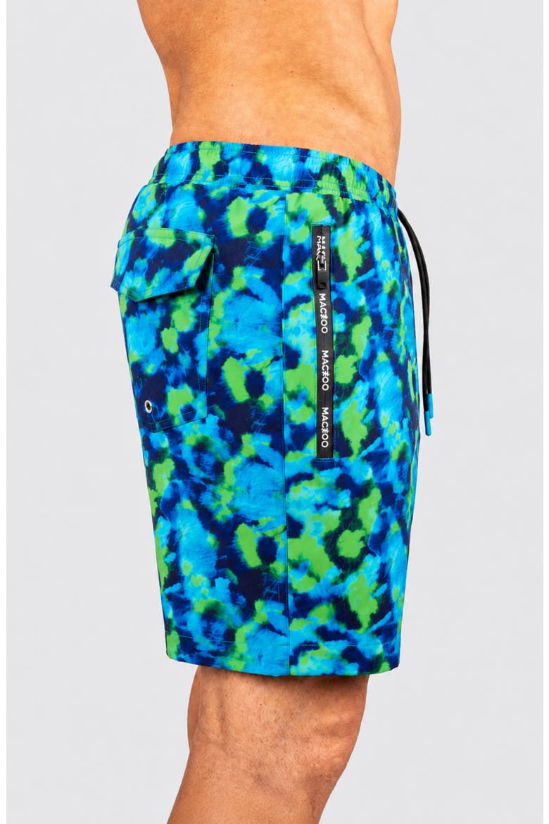 Lion Tie Green Swim Trunks, Alternate, color, GREEN