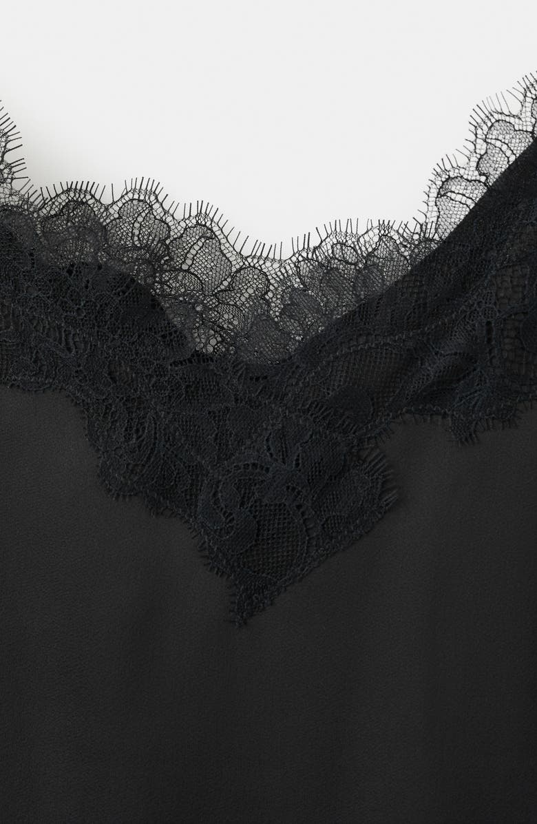 MANGO Tity Lace Trim Camisole, Alternate, color, Black