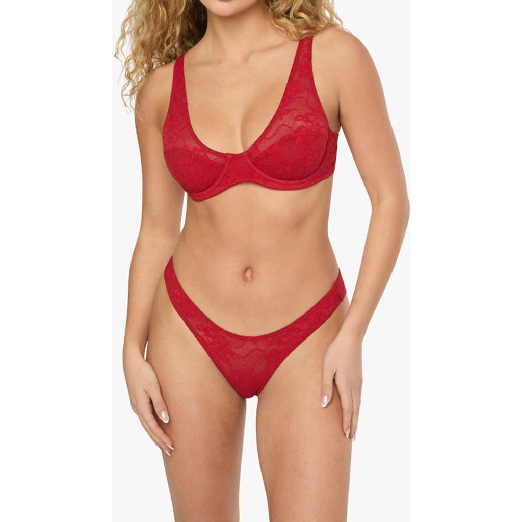 Weworewhat Lace Underwire Bra In Scarlet