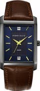 Perry Ellis Diamond Ultra Thin Faux Leather Strap Watch, 41mm