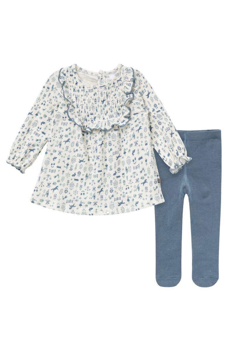 Modern Moments<sup>™</sup> by Gerber Ruffle Dress and Tights Set, Main, color, Petit Blue Country