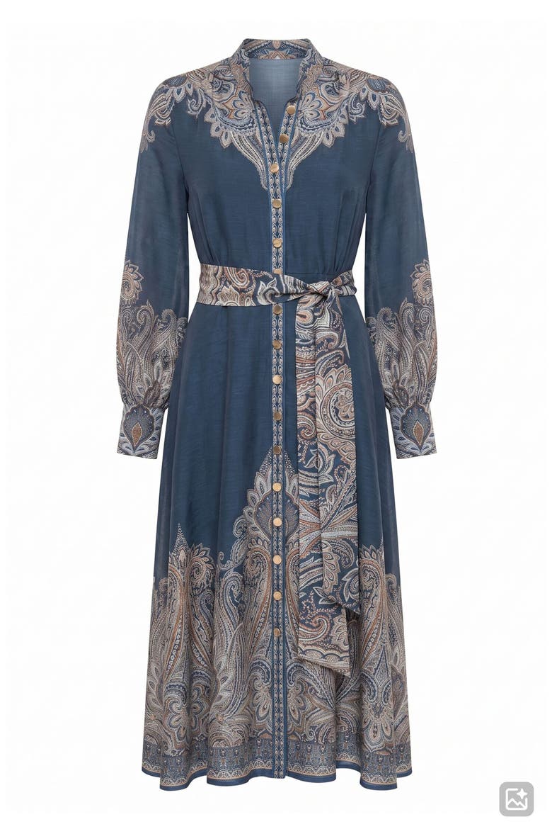 Lucena Print Long Sleeve Midi Dress, Alternate, color, DARK LUCENA PAISLEY