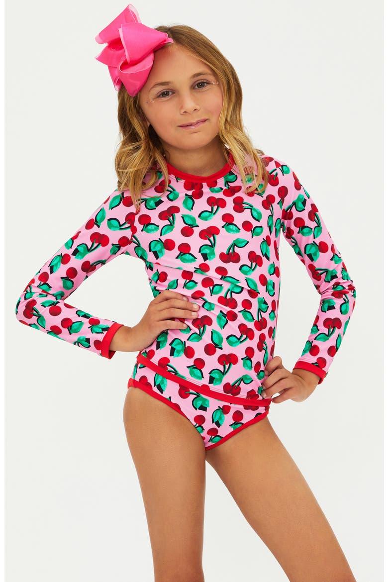 Kids' Little Maya & Janie Long Sleeve Two-Piece Rashguard Swimsuit, Main, color, MON CHERI