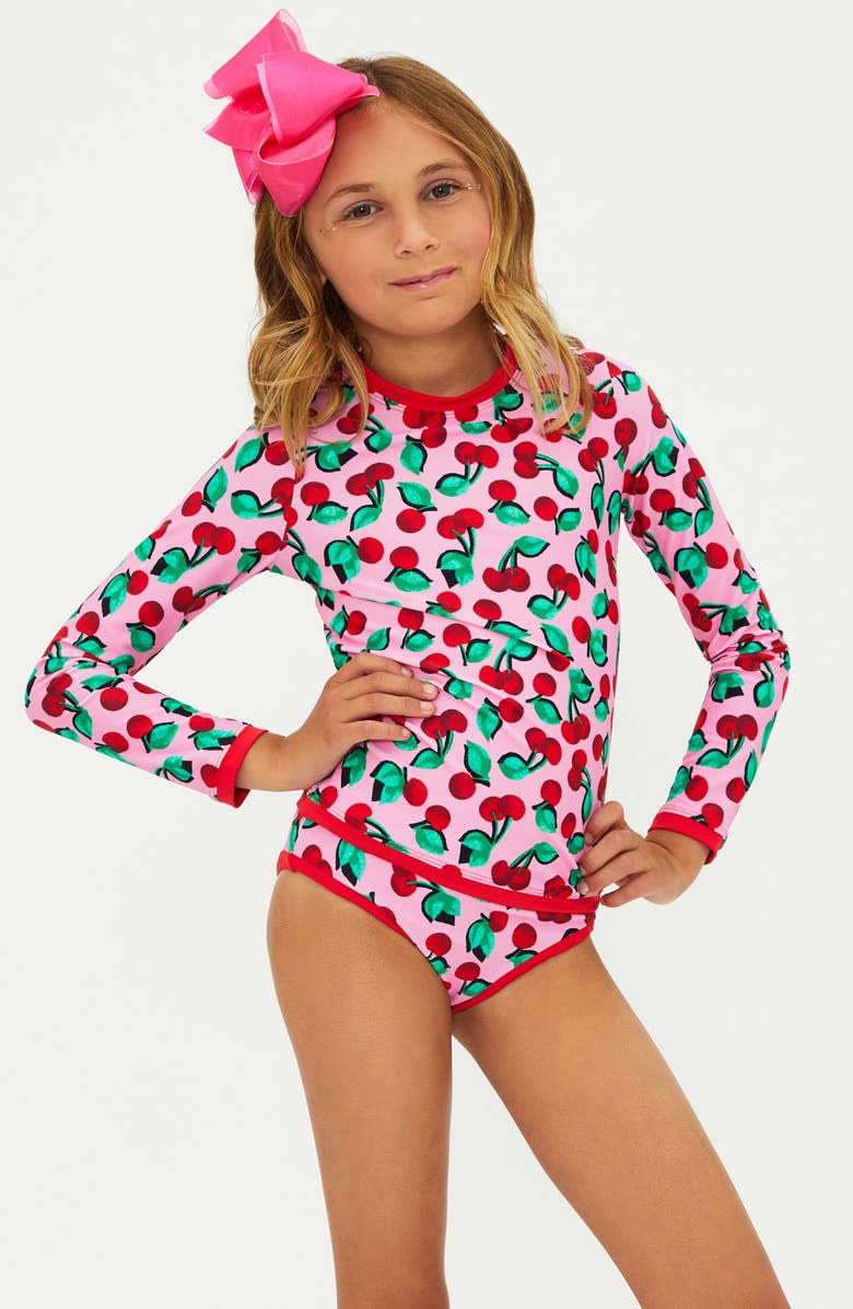 Beach Riot Kids' Little Maya & Janie Long Sleeve Two-Piece Rashguard Swimsuit, Main, color, Mon Cheri