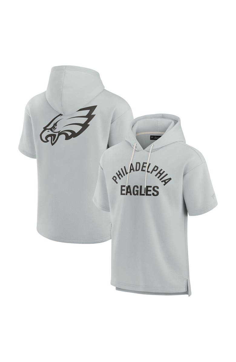 Fanatics Signature Unisex Fanatics Signature Gray Philadelphia Eagles Super Soft Fleece Short Sleeve Hoodie, Main, color,