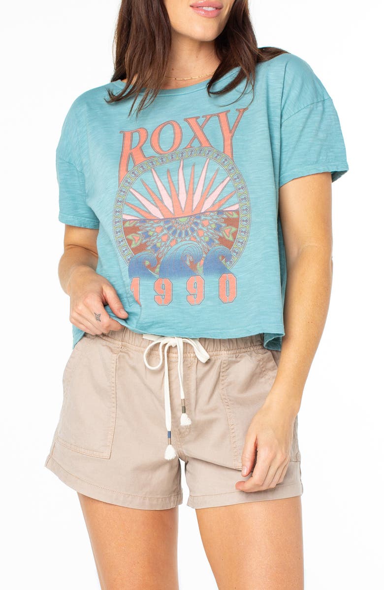 Roxy Surfs Up Logo Cotton Graphic T-Shirt, Main, color,