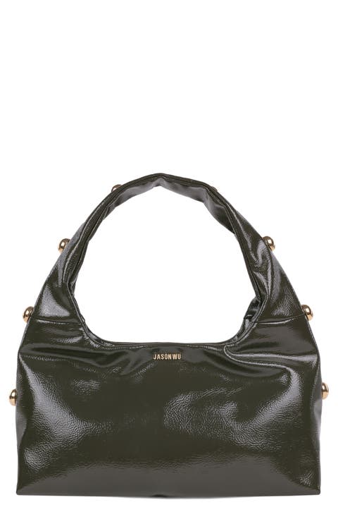 Studded Patent Shoulder Bag