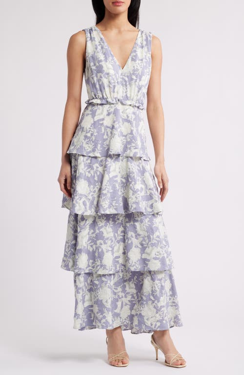 Chelsea28 Floral Tiered Maxi Dress In Blue- Ivory Bloomtastic