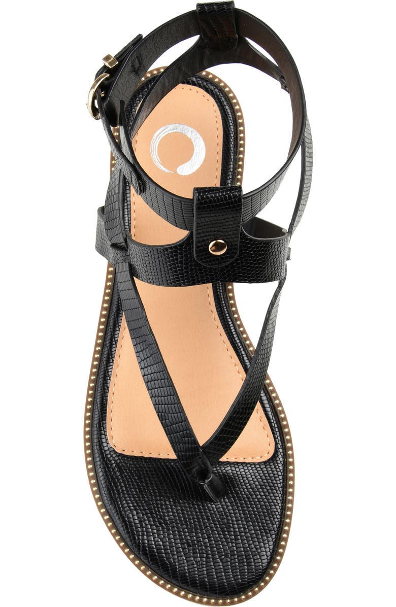 Journee Collection Tangie Snake Embossed Strappy Sandal, Alternate, color, Black