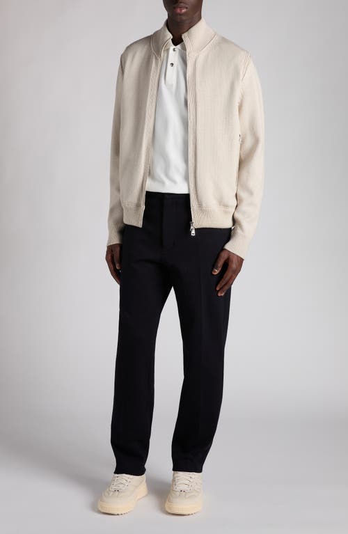 Moncler Wool Zip-up Sweater In Neutral