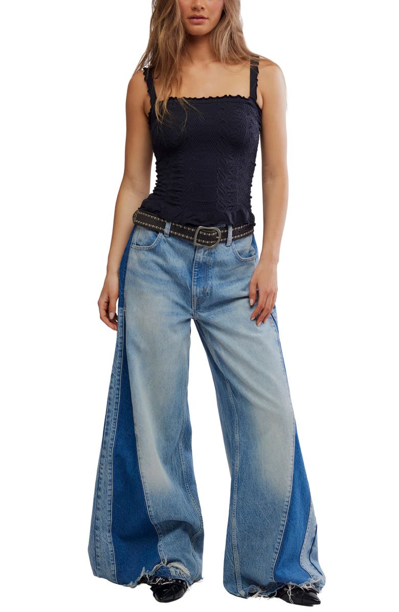 Free People So Soft Square Neck Camisole, Alternate, color, Black