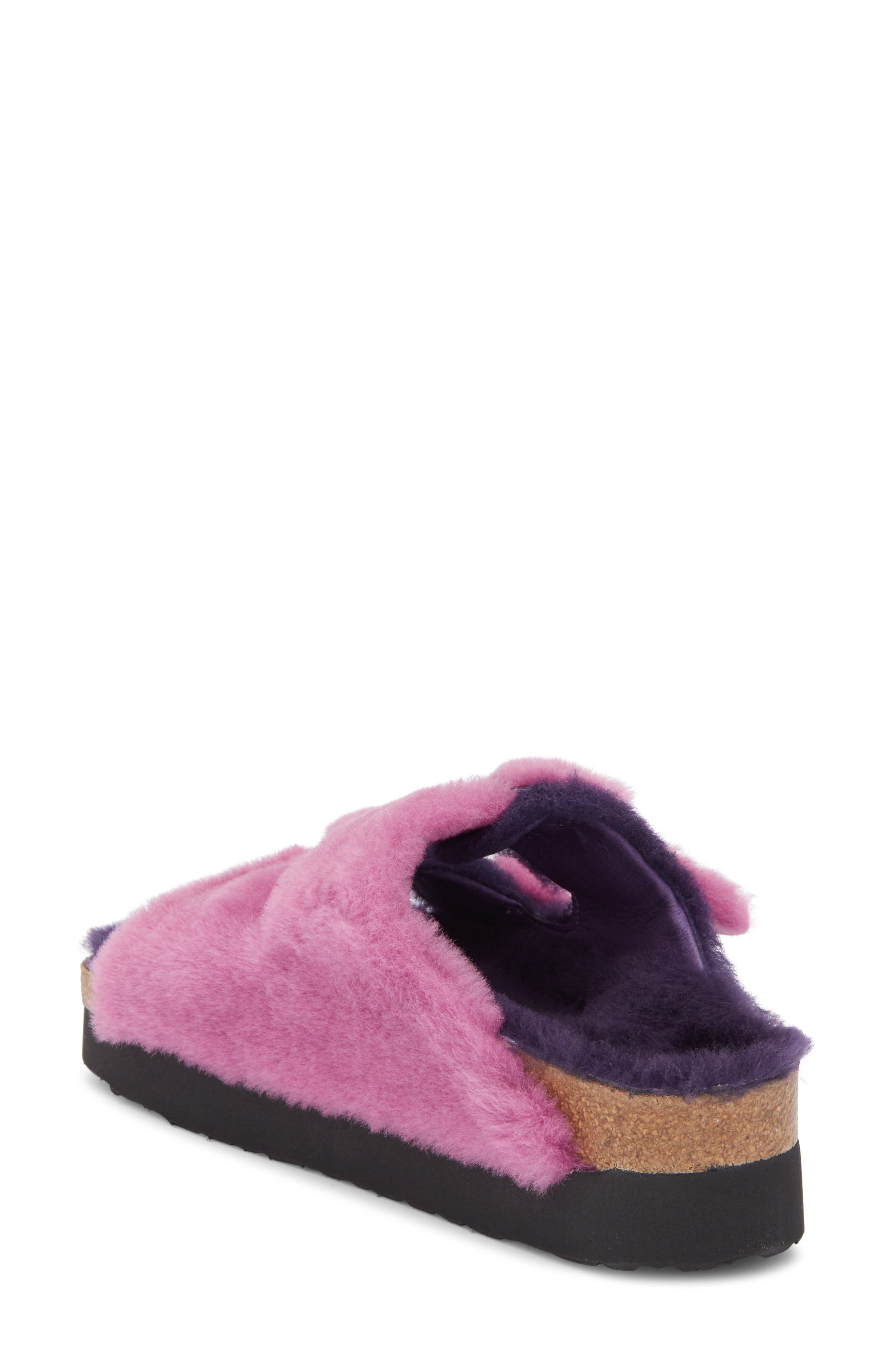 Papillio by Birkenstock Arizona Big Buckle Genuine Shearling Slide Sandal, Alternate, color, DARK BERRY/ PURPLE ORCHID