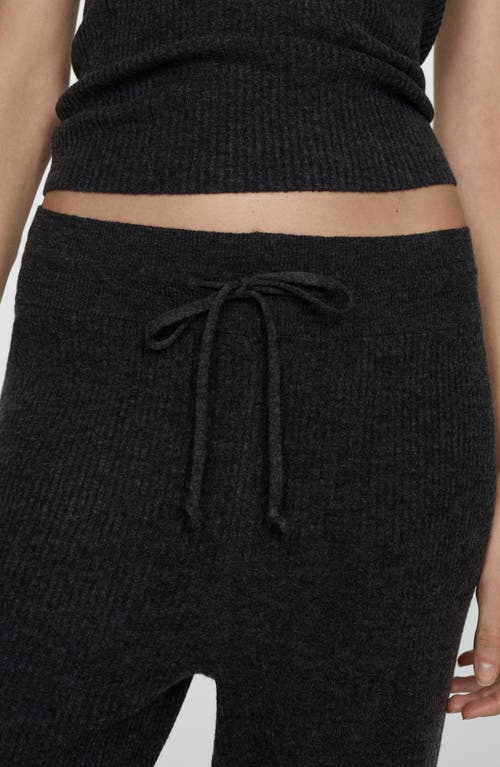 Mango Rib Drawstring Pants In Charcoal