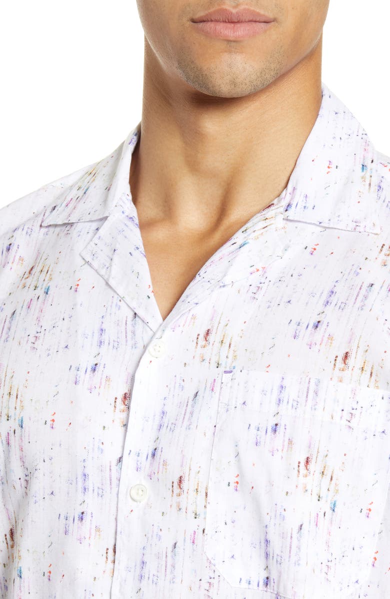 Bugatchi Shaped Fit Short Sleeve Button-Up Camp Shirt, Alternate, color, 