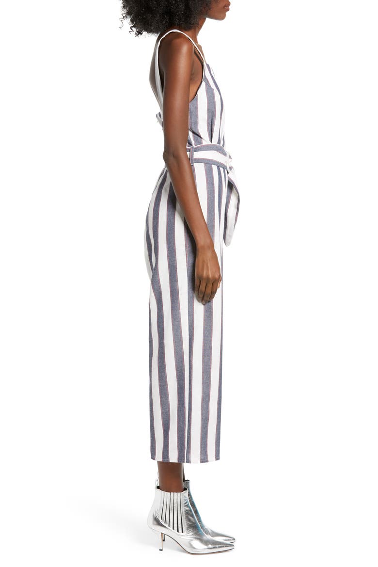 Stripe Crop Jumpsuit, Alternate, color, NAVY/ IVORY
