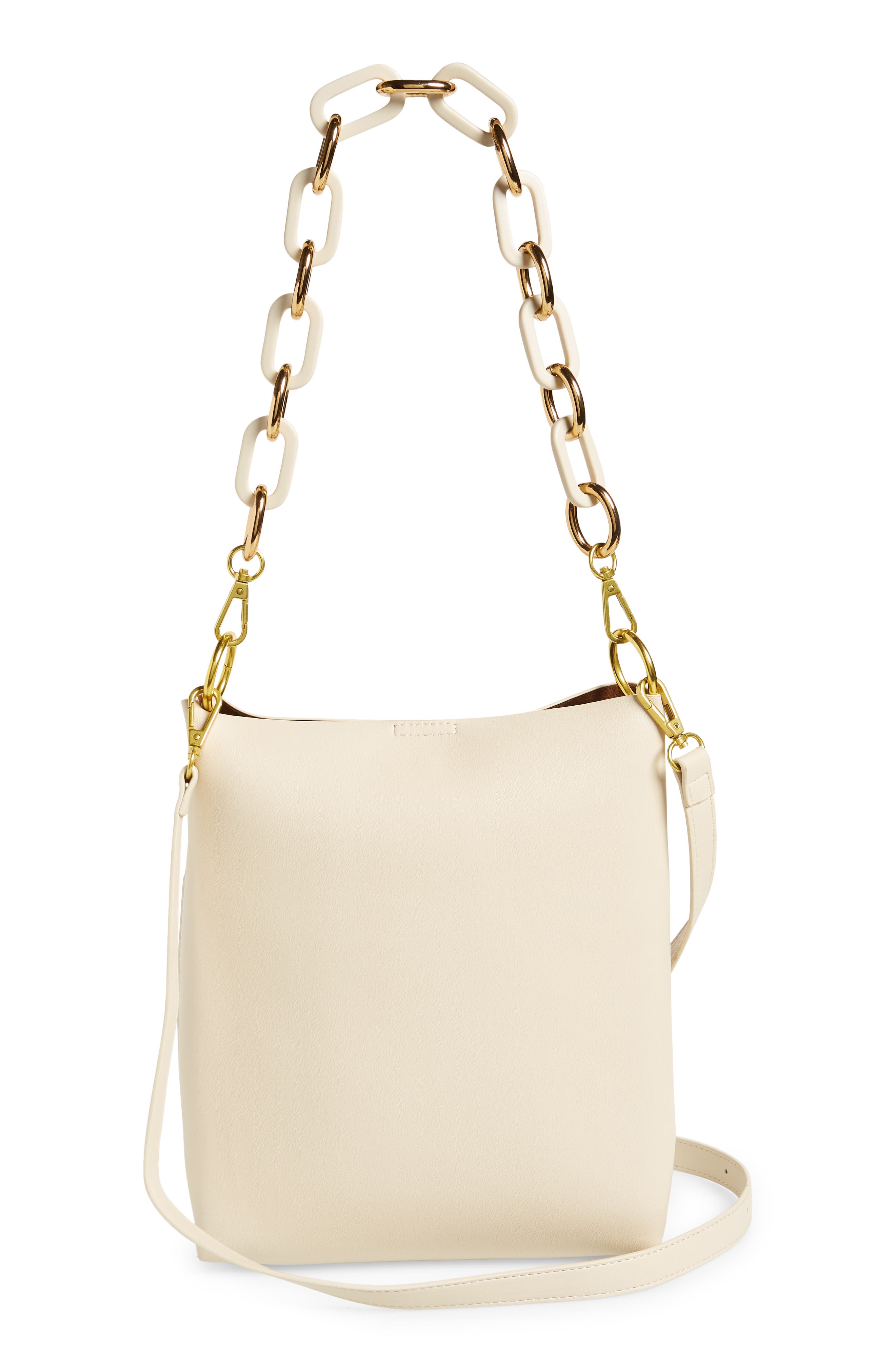 Mini Convertible Faux Leather Tote, Alternate, color, IVORY