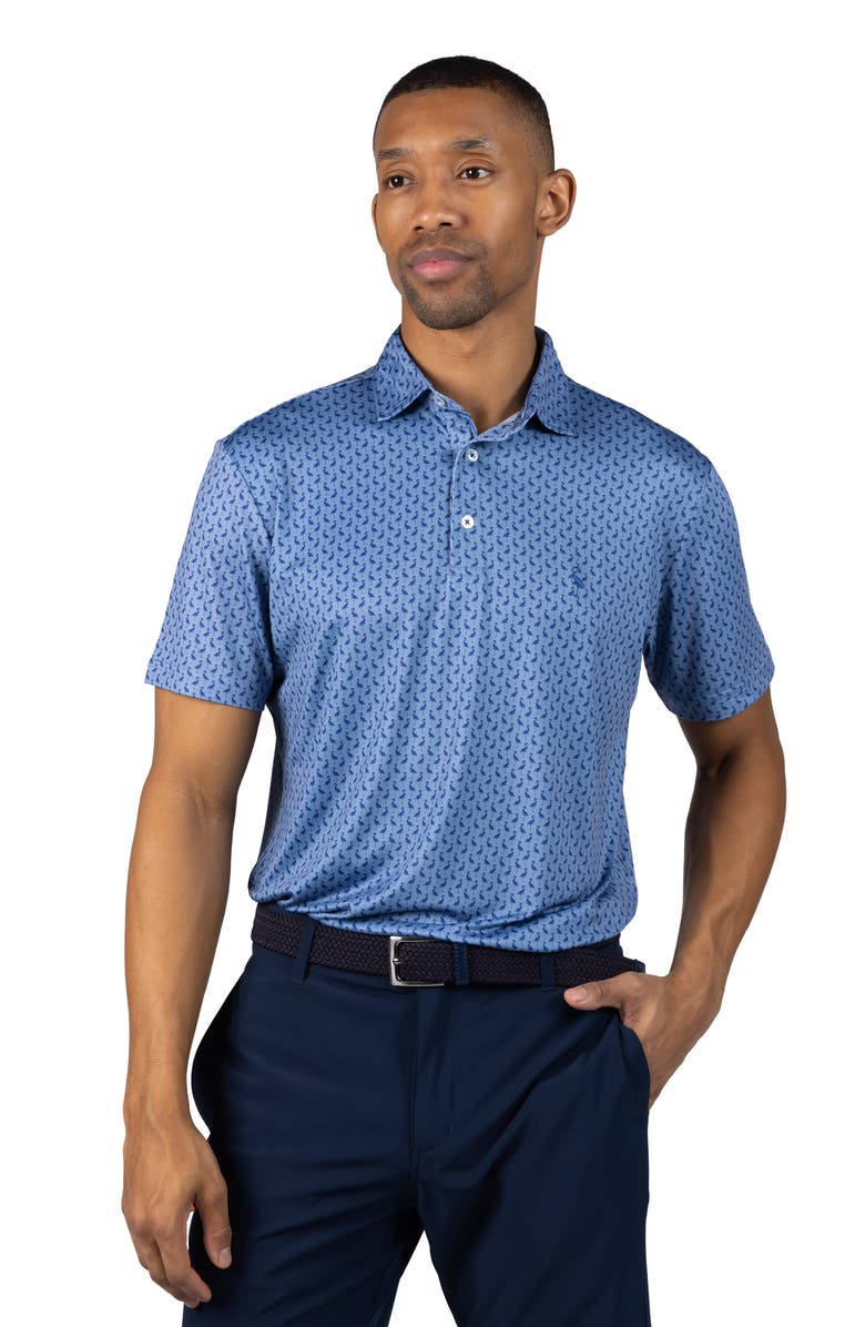 TailorByrd Byrds Print Performance Polo, Alternate, color, Denim
