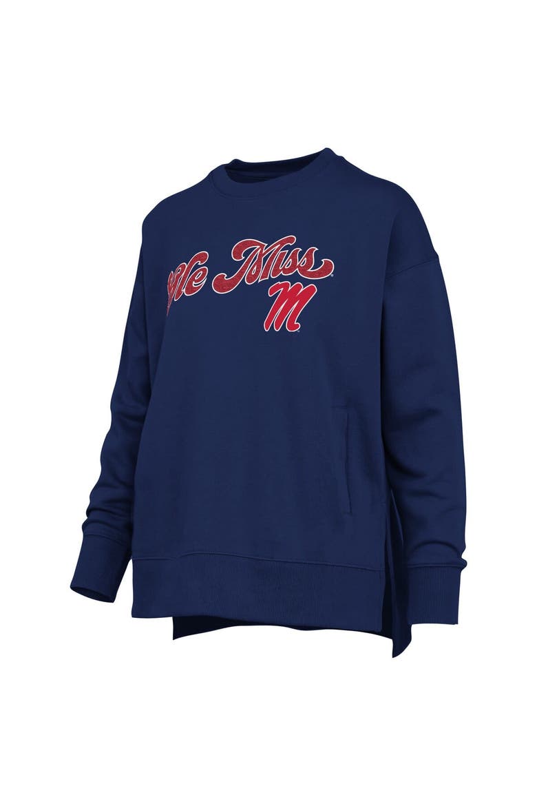 Women's Pressbox Navy Ole Miss Rebels Bonanza Chenille Harper Script Sweatshirt, Alternate, color, Navy