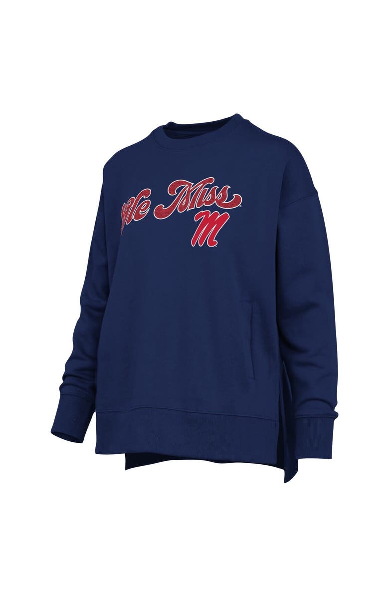 PRESSBOX Women's Pressbox Navy Ole Miss Rebels Bonanza Chenille Harper Script Sweatshirt, Alternate, color, Navy