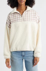 HAPPY CAMP3R Gingham Aria Colorblock Quarter Zip Pullover