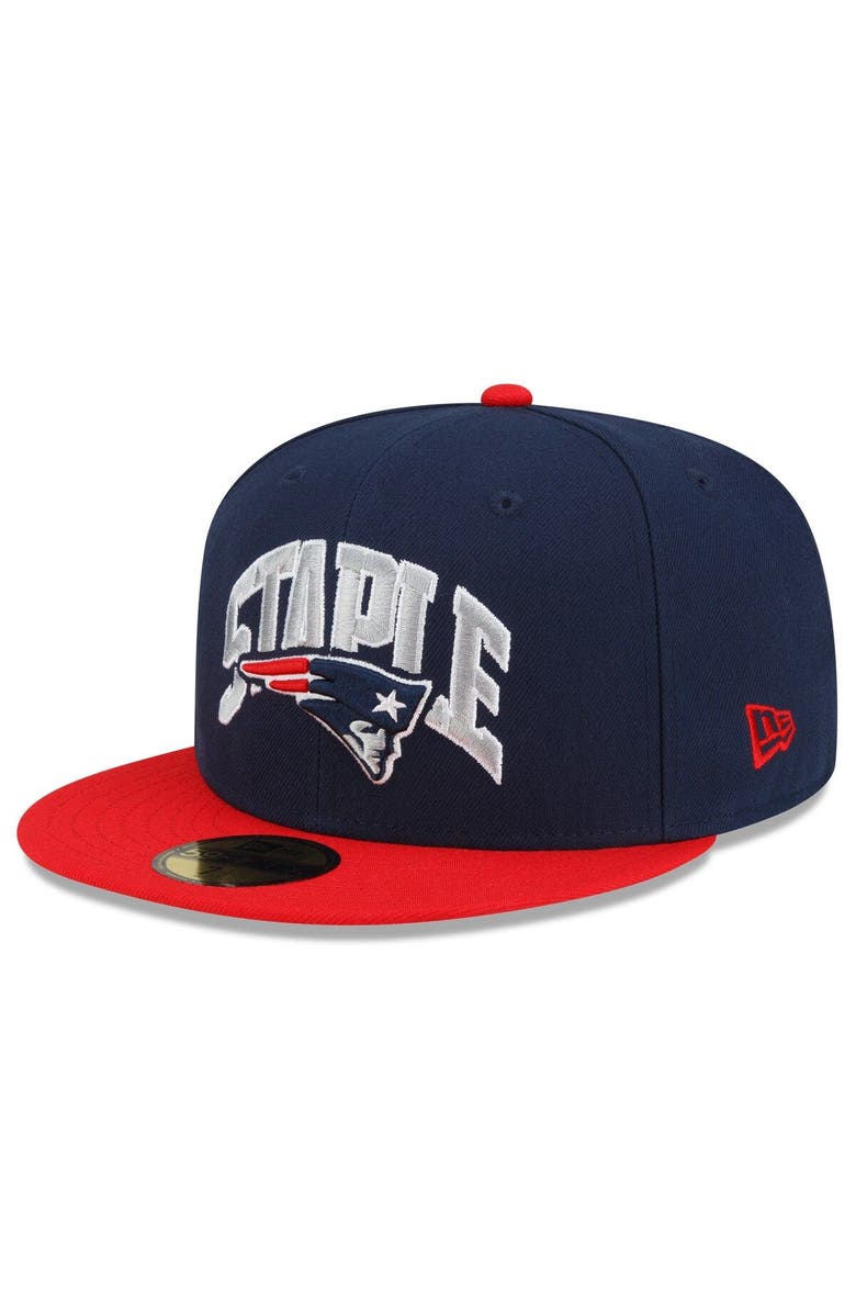 New Era x Staple Men's New Era Navy/Red New England Patriots NFL x Staple Collection 59FIFTY Fitted Hat, Alternate, color, Navy