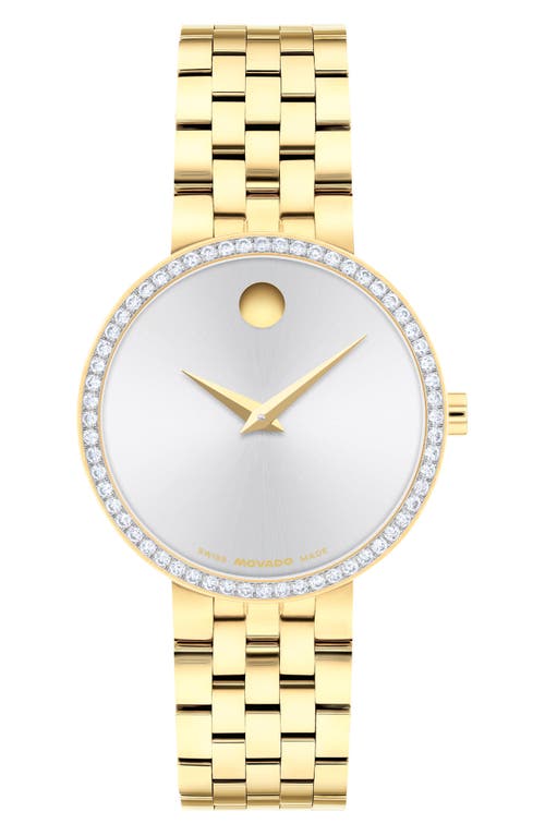 Movado Women's Museum Classic Lab Grown Diamond Swiss Quartz Light Yellow Pvd Watch, 29.5mm In Ivory/gold