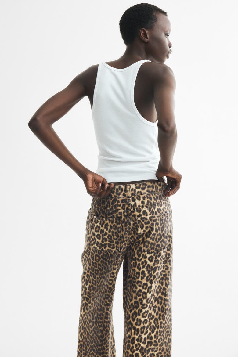 Wide High Waist Ankle Jeans, Alternate, color, Beige/leopard print