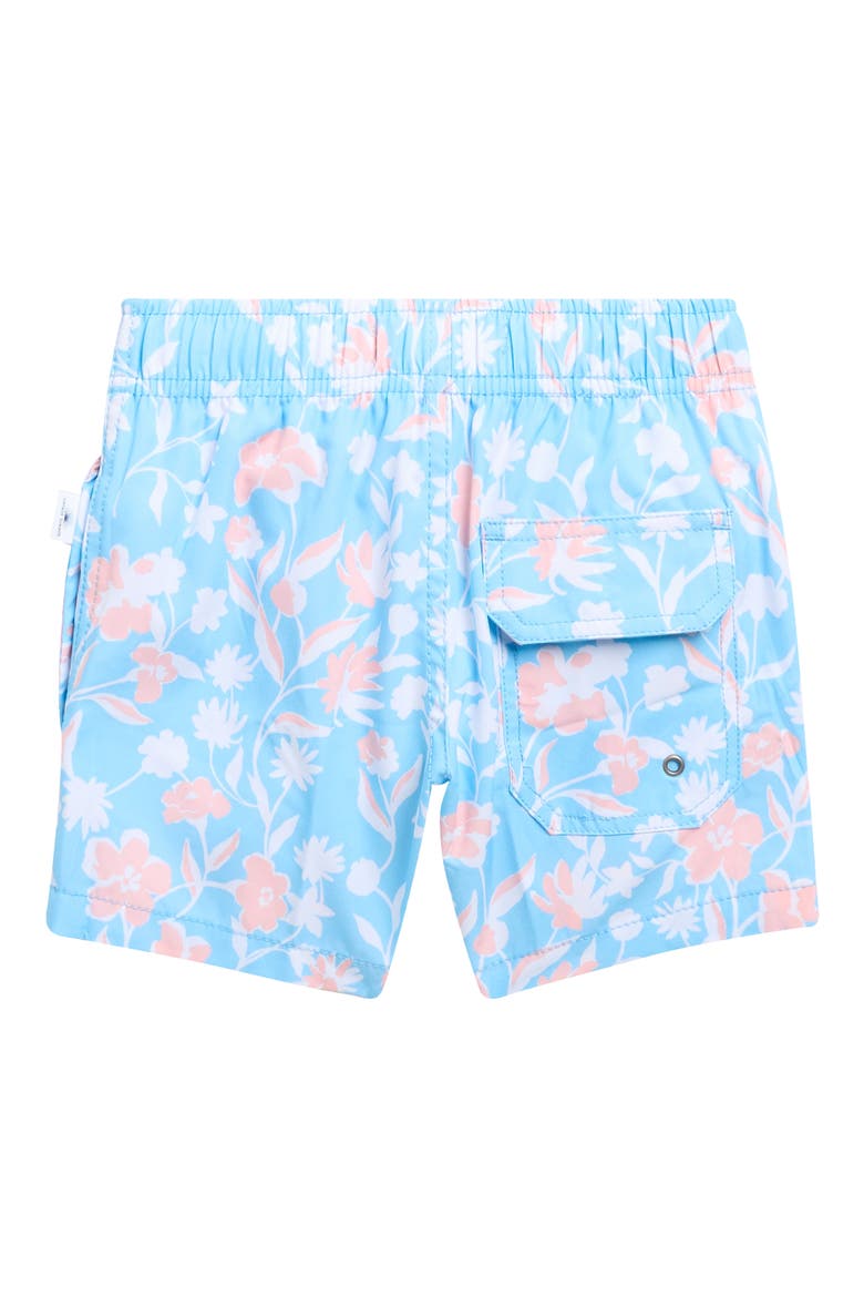 Kids' Four-Way Stretch Floral Volley Swim Trunks, Alternate, color, BLUE