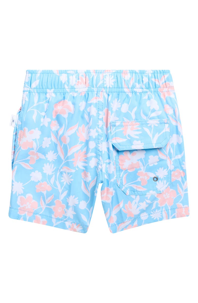 Vintage Summer Kids' Four-Way Stretch Floral Volley Swim Trunks, Alternate, color, Blue