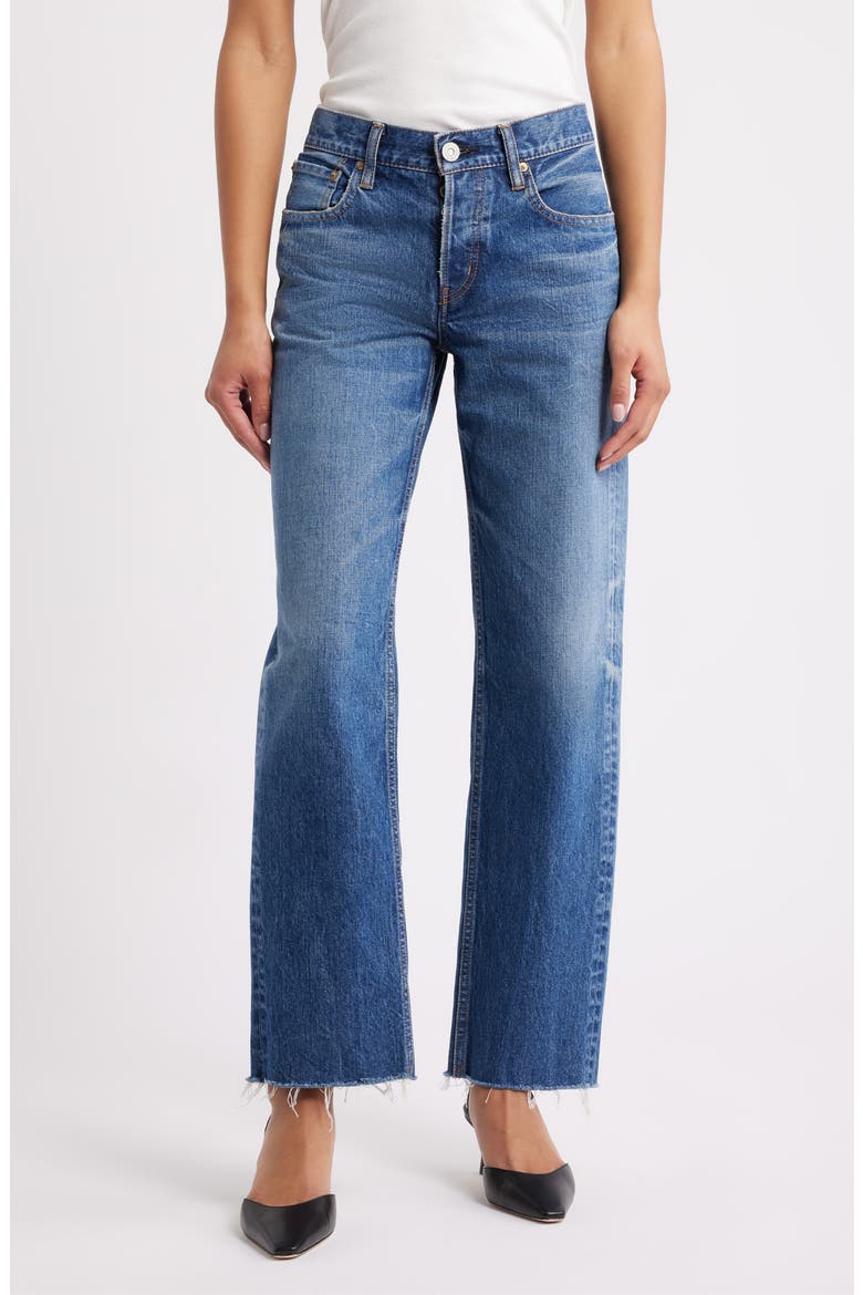 Needham Raw Hem Straight Leg Jeans, Main, color, BLUE