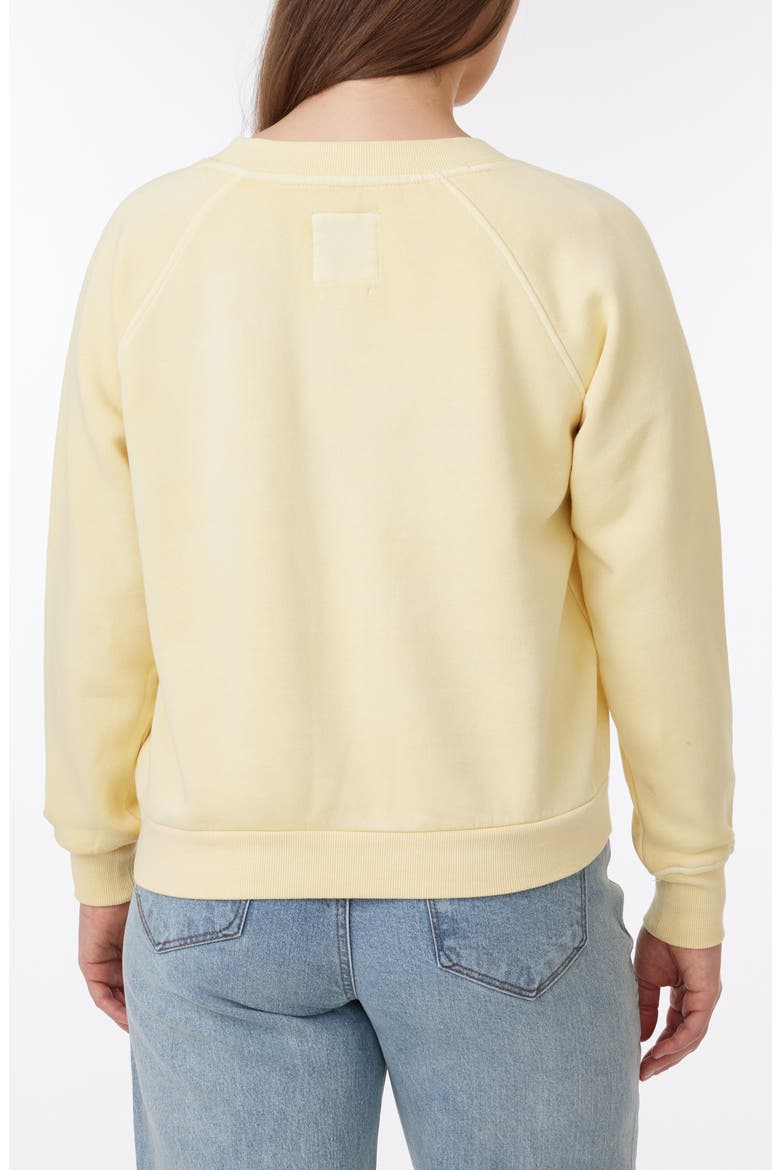 Delilah Sunwashed Fleece V-Neck Sweatshirt, Alternate, color, CHAMOMILE