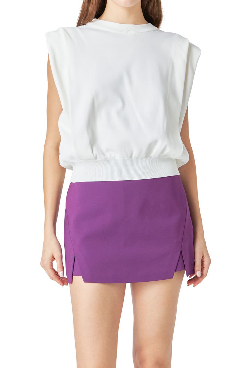 Endless Rose Power Shoulder Sleeveless Blouson Top, Alternate, color,