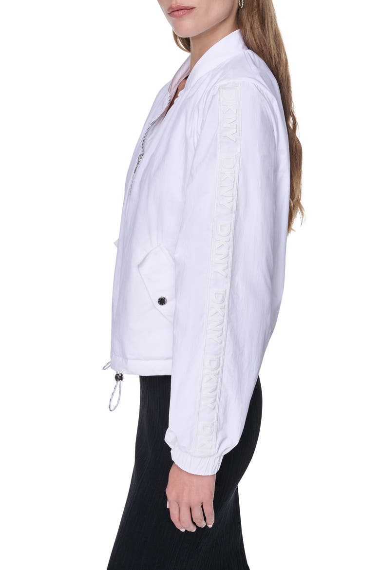 Logo Trim Nylon Bomber Jacket, Alternate, color, WHITE