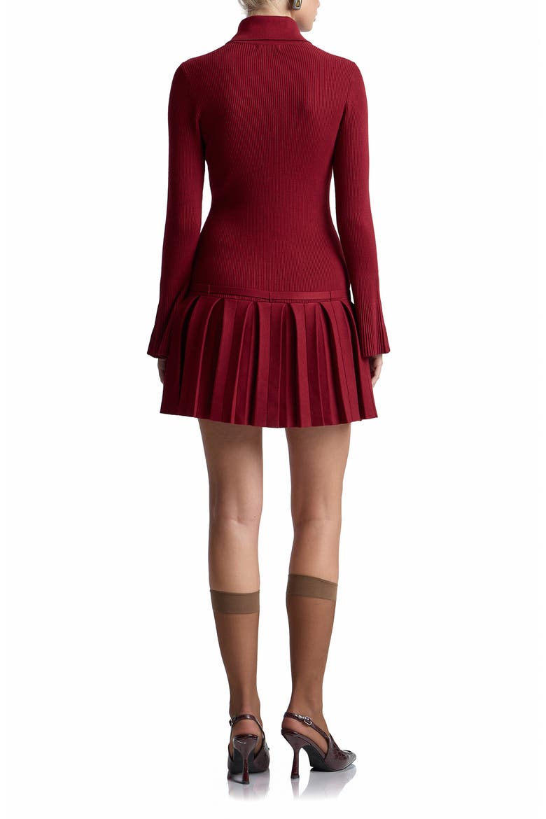 Drop Waist Pleated Sweater Dress, Alternate, color, RUSSET