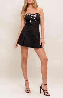 FLYING TOMATO Bow Strapless Cotton Blend Romper