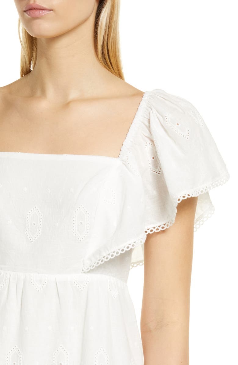 Caslon<sup>®</sup> Flutter Sleeve Cotton Midi Dress, Alternate, color,