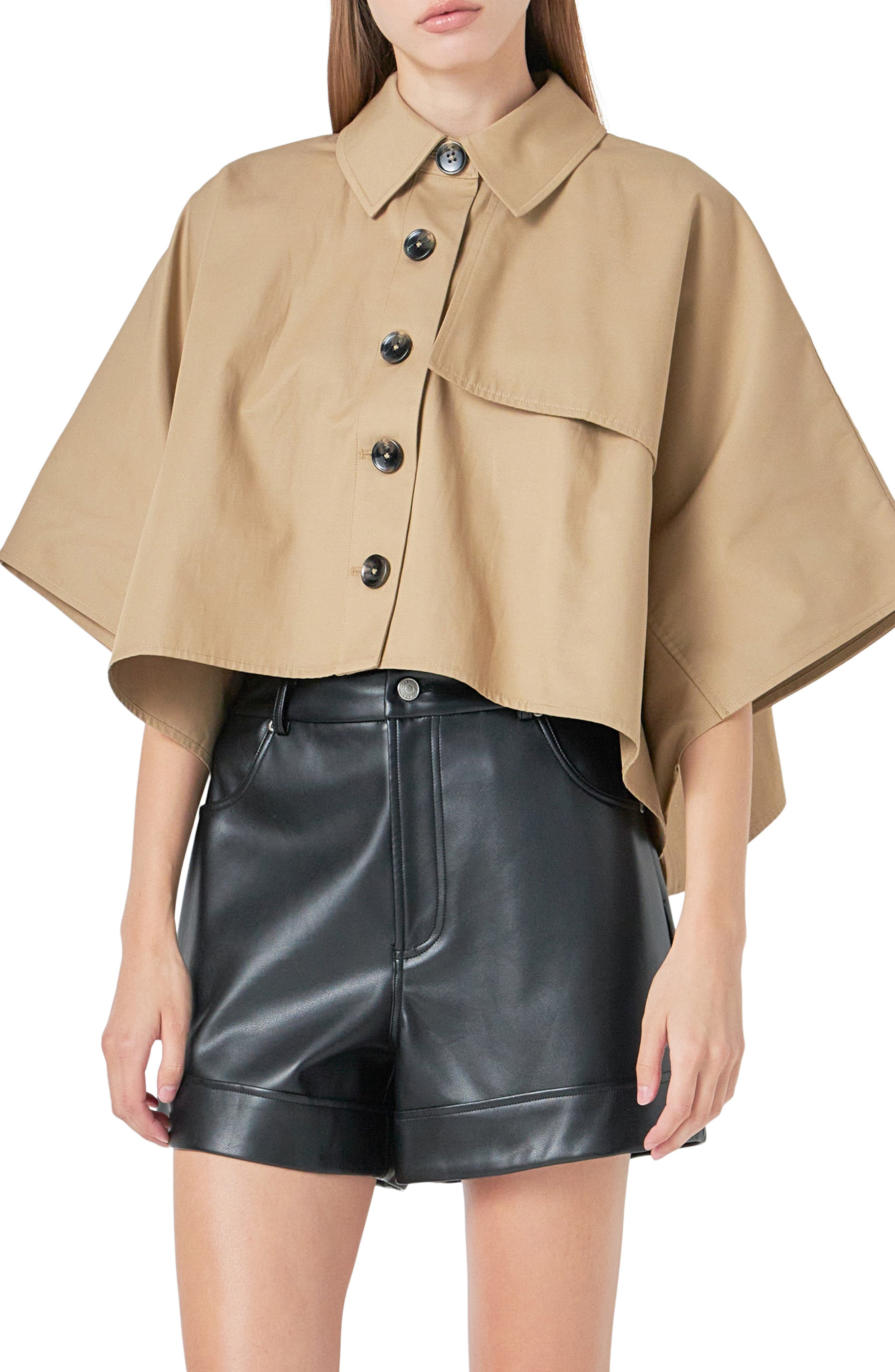 Collar Boxy Cape Shirt